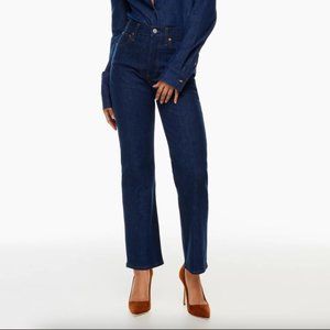 Denim Forum Arlo Hi-Rise Straight Jean, 27W 28L, Dark Blue